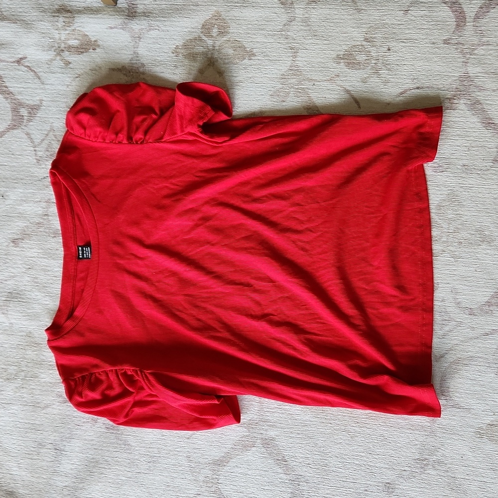 Ruffled sleeve ribbed top sz large shein NWOT